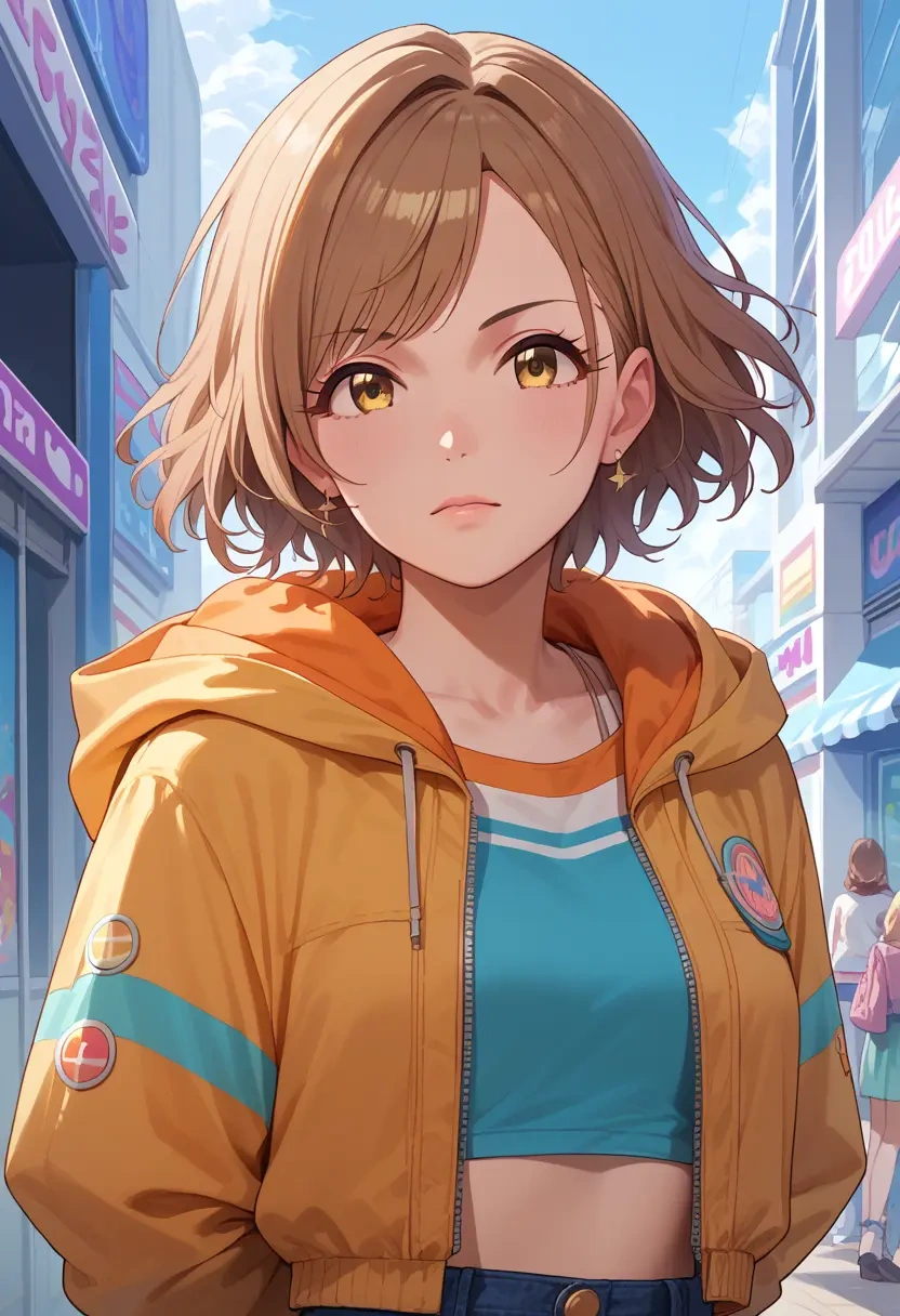 idolmaster,osaki_amana,crop windbreaker,shorts  - 