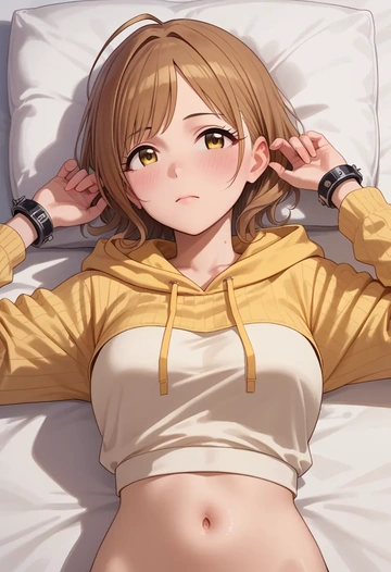 idolmaster,osaki_amana,hoodie,cropped,high-waisted joggers  - AI generated anime art