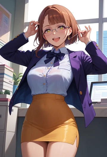 idolmaster,osaki_tenka,OL, glasses,  - AI generated anime art