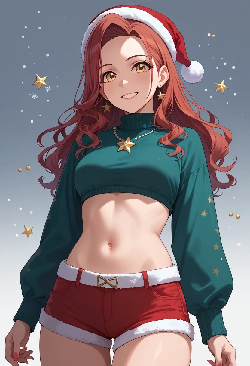 idolmaster,osaki_tenka,Christmas,red velvet shorts  - 