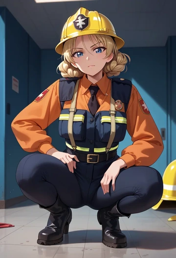 girls_und_panzer,oshida_(girls_und_panzer),firefighter  - AI generated anime art