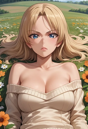 girls_und_panzer,oshida_(girls_und_panzer),orange,sweater  - AI generated anime art