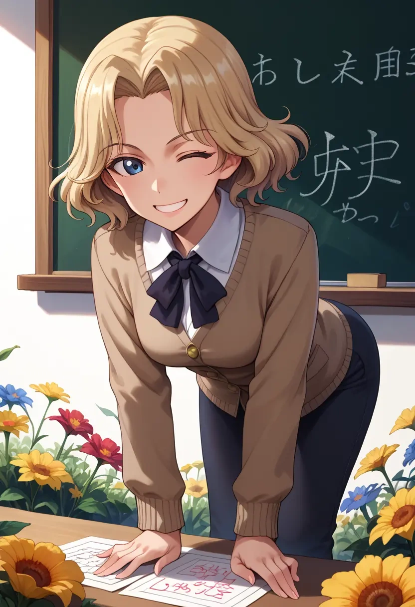 girls_und_panzer,oshida_(girls_und_panzer),teacher, sweater  - 