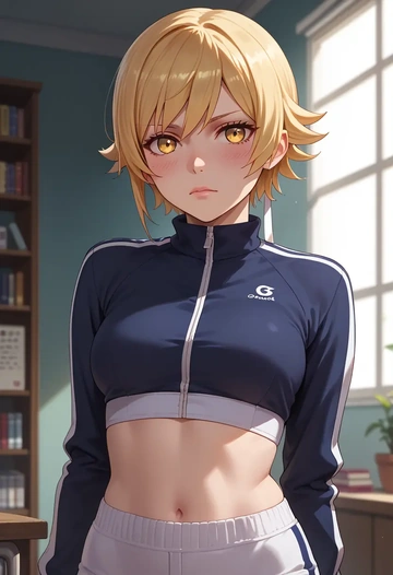 monogatari_(series),oshino_shinobu,athletic,track suit  - AI generated anime art