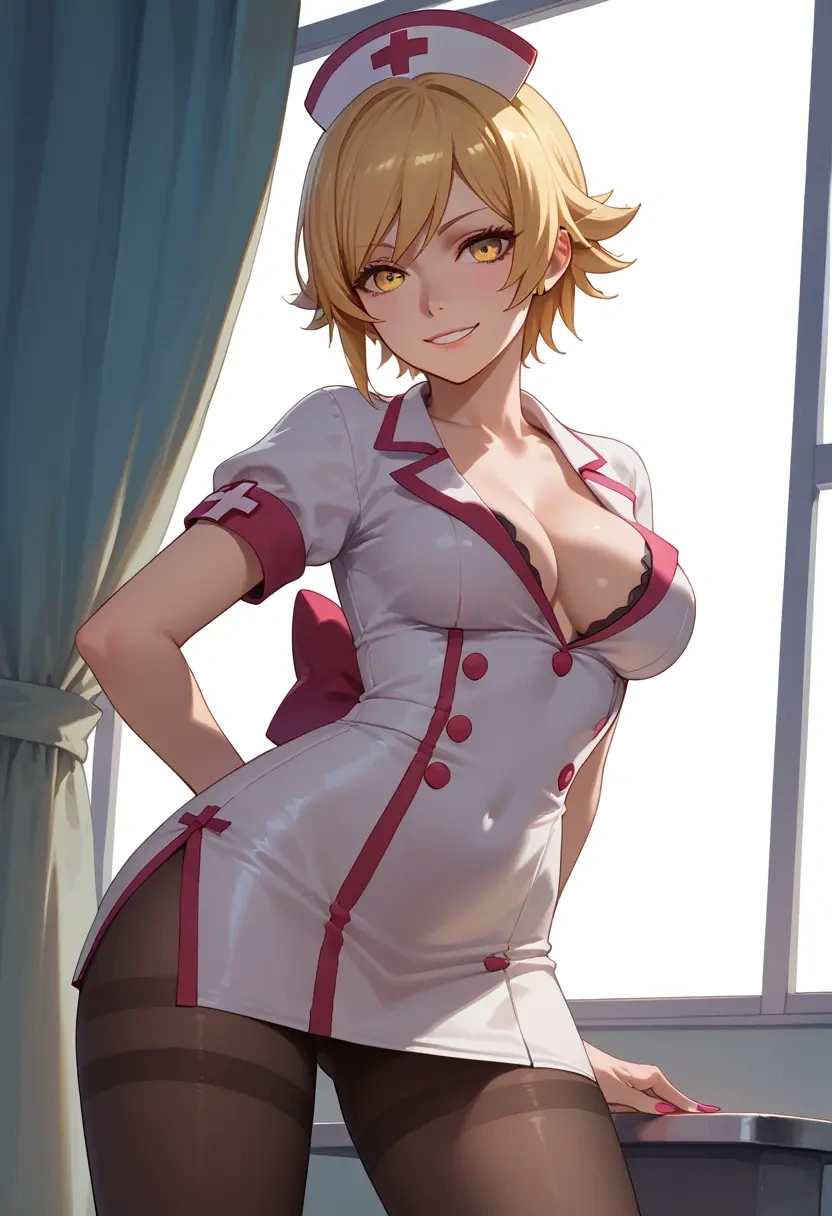 monogatari_(series),oshino_shinobu,nurse, pantyhose,mini skirt  - 