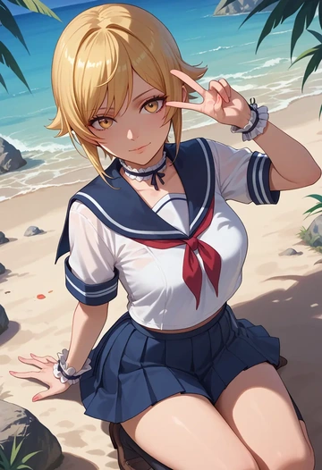 monogatari_(series),oshino_shinobu,sailor, uniform  - AI generated anime art