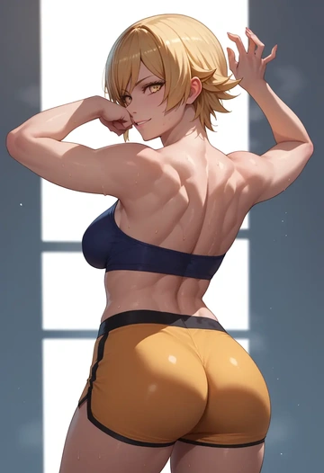 monogatari_(series),oshino_shinobu,yoga shorts  - AI generated anime art