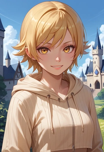 monogatari_(series),oshino_shinobu,hoodie,cropped,high-waisted joggers  - AI generated anime art