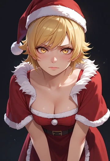 monogatari_(series),oshino_shinobu,Christmas,red velvet dress  - AI generated anime art