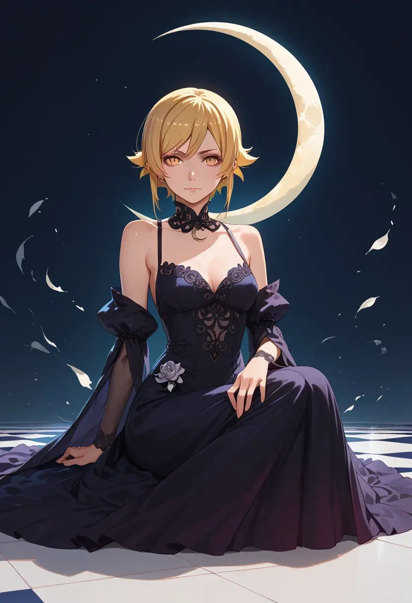 monogatari_(series),oshino_shinobu,gothic priestess gown,high slit,embroidered veil  - 