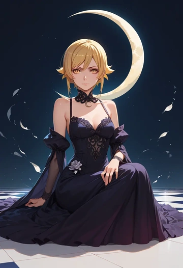 monogatari_(series),oshino_shinobu,gothic priestess gown,high slit,embroidered veil  - AI generated anime art