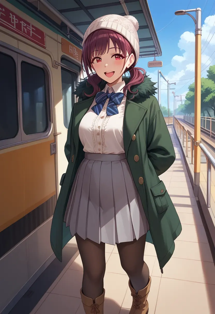 idolmaster,otonashi_kotori,winter,student uniform,duffle coat  - 