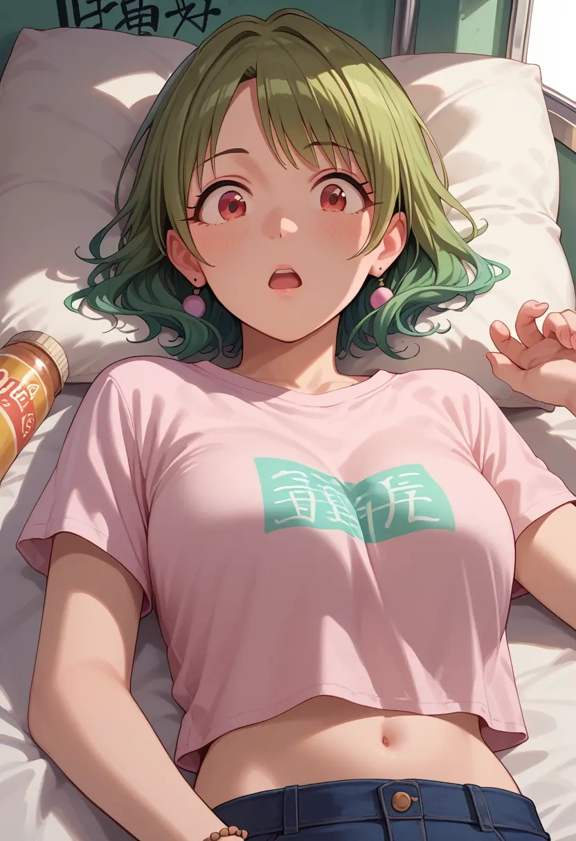 idolmaster,otonashi_kotori,crop graffiti tee,dolphin shorts  - 