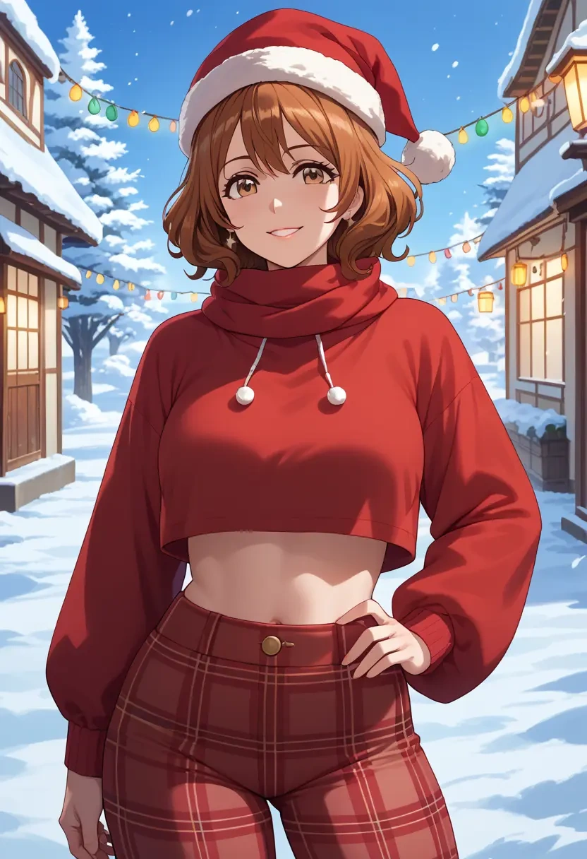 hibike_euphonium,oumae_kumiko,Christmas,plaid trousers  - 