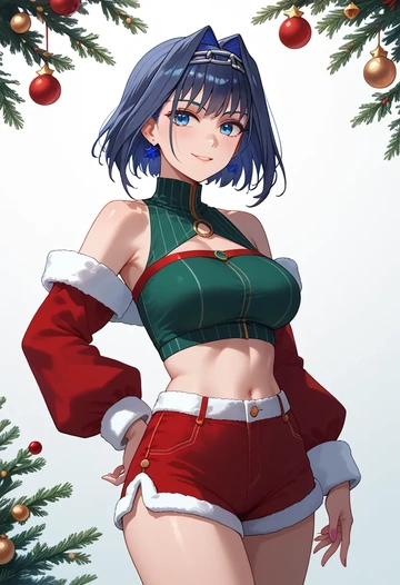 hololive,ouro_kronii,Christmas,red velvet shorts  - AI generated anime art