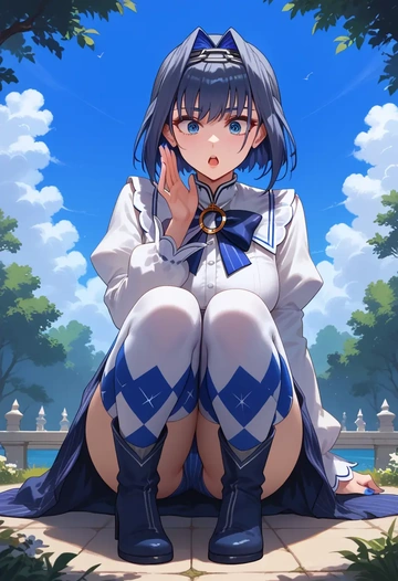 hololive,ouro_kronii,shirt dress,belted,stockings  - AI generated anime art