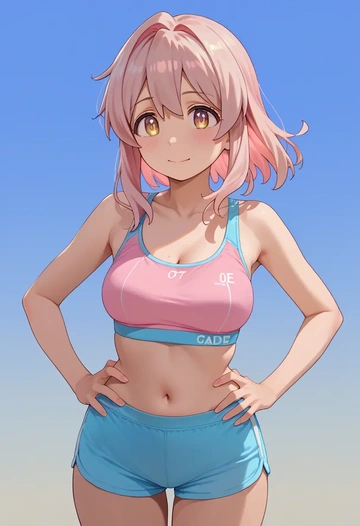 onii_chan_wa_oshimai,oyama_mahiro,sports bra,high-waisted leggings  - AI generated anime art