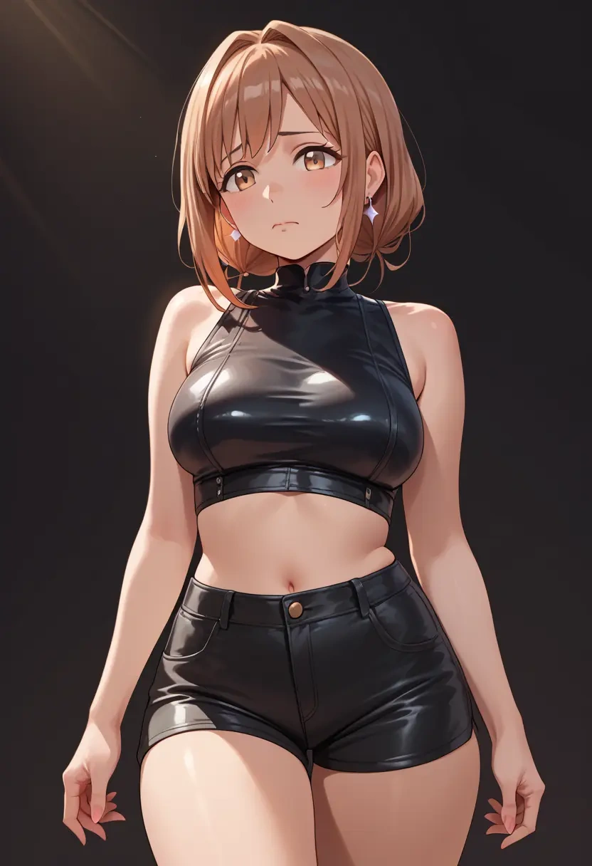 onii_chan_wa_oshimai,oyama_mihari,leather,shorts,crop top  - 