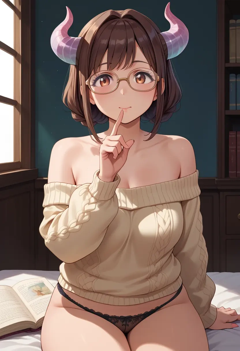 onii_chan_wa_oshimai,oyama_mihari,sweater,panties,off-shoulder,glasses,sexy  - 