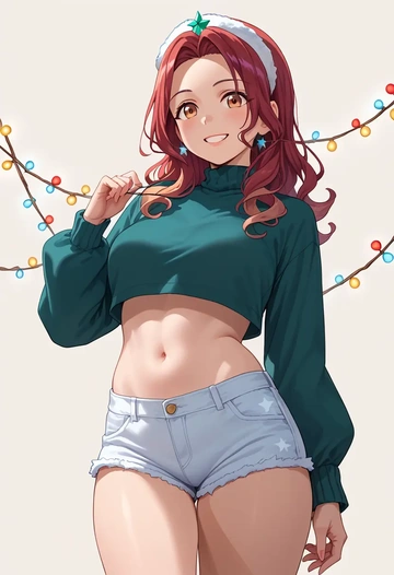 onii_chan_wa_oshimai,oyama_mihari,Christmas,red velvet shorts  - AI generated anime art