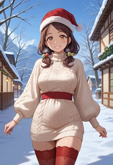 onii_chan_wa_oshimai,oyama_mihari,Christmas,sweater dress,stockings  - AI generated anime art