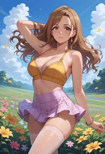 idolmaster,p-head_producer,mini skirt, stockings  - AI generated anime art