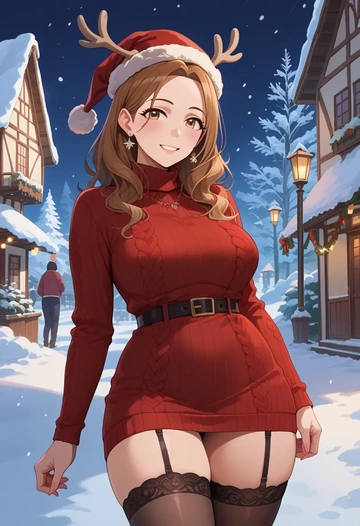 idolmaster,p-head_producer,sweater,stockings,Thigh garters  - AI generated anime art