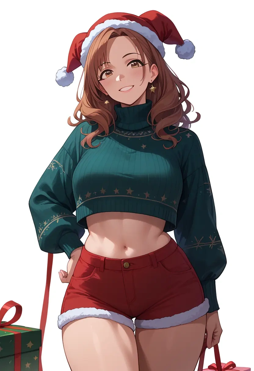 idolmaster,p-head_producer,Christmas,red velvet shorts,turtleneck sweater  - 