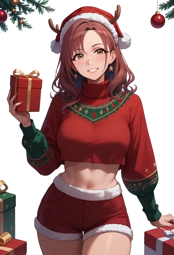 idolmaster,p-head_producer,Christmas,red velvet shorts,turtleneck sweater  - AI generated anime art