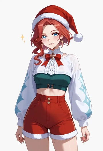 genshin_impact,paimon_(genshin_impact),Christmas,red velvet shorts  - AI generated anime art