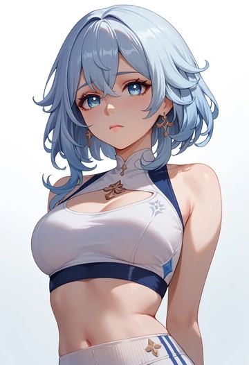 genshin_impact,paimon_(genshin_impact),sports crop,high-waisted shorts  - AI generated anime art