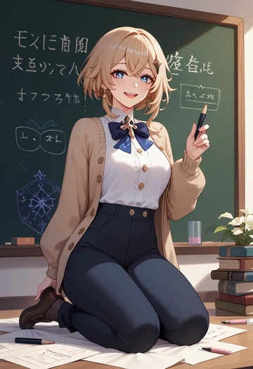 genshin_impact,paimon_(genshin_impact),teacher, sweater  - AI generated anime art