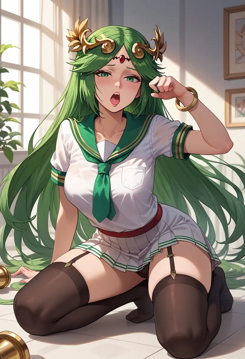 kid_icarus,palutena,jk uniform, stockings  - 