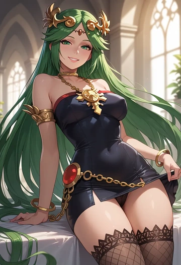 kid_icarus,palutena,secretary,stockings,sexy, panties  - AI generated anime art