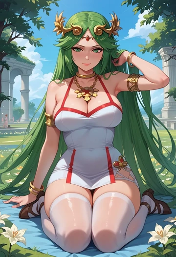 kid_icarus,palutena,nurse, pantyhose,mini skirt  - AI generated anime art