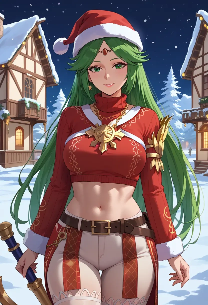 kid_icarus,palutena,Christmas,plaid trousers  - 