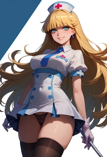 panty_stocking_with_garterbelt,panty_(psg),nurse pantyhose,mini skirt, sexy  - AI generated anime art