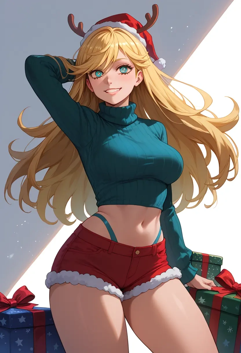 panty_stocking_with_garterbelt,panty_(psg),Christmas,red velvet shorts,turtleneck sweater  - 