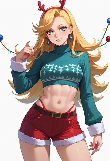 panty_stocking_with_garterbelt,panty_(psg),Christmas,red velvet shorts  - AI generated anime art