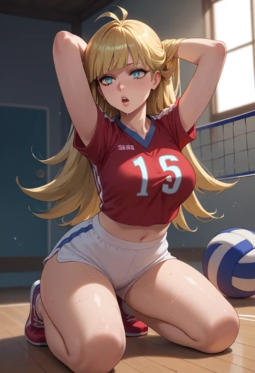 panty_stocking_with_garterbelt,panty_(psg),volleyball uniform  - AI generated anime art