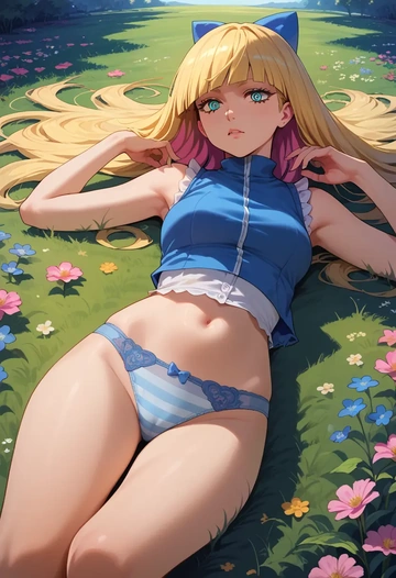 panty_stocking_with_garterbelt,panty_(psg),sports vest,capri leggings  - AI generated anime art