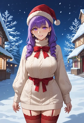 fate_(series),passionlip_(fate),Christmas,sweater dress,stockings  - AI generated anime art