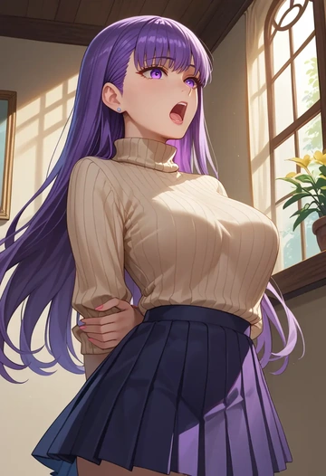 fate_(series),passionlip_(fate),skirt,pleated,turtleneck sweater  - AI generated anime art