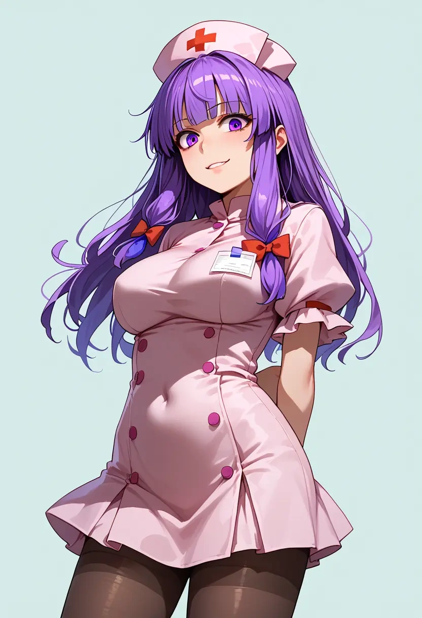 touhou,patchouli_knowledge,nurse, pantyhose,mini skirt  - 