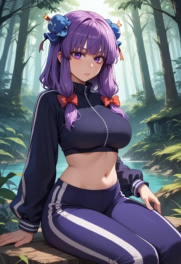 touhou,patchouli_knowledge,athletic,track suit  - AI generated anime art