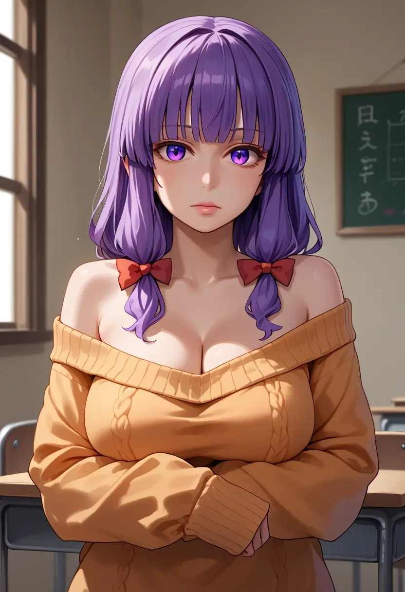 touhou,patchouli_knowledge,orange,sweater  - 