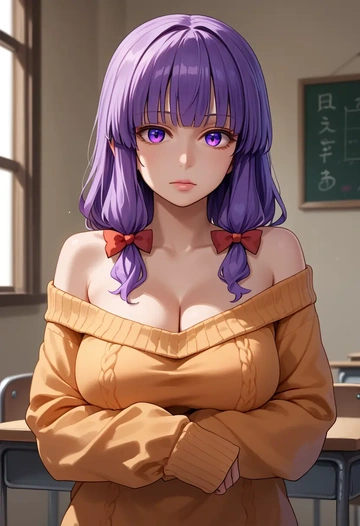 touhou,patchouli_knowledge,orange,sweater  - AI generated anime art