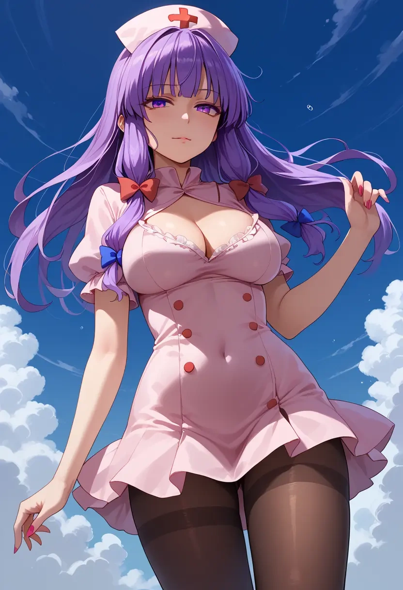 touhou,patchouli_knowledge,nurse, pantyhose,mini skirt  - 