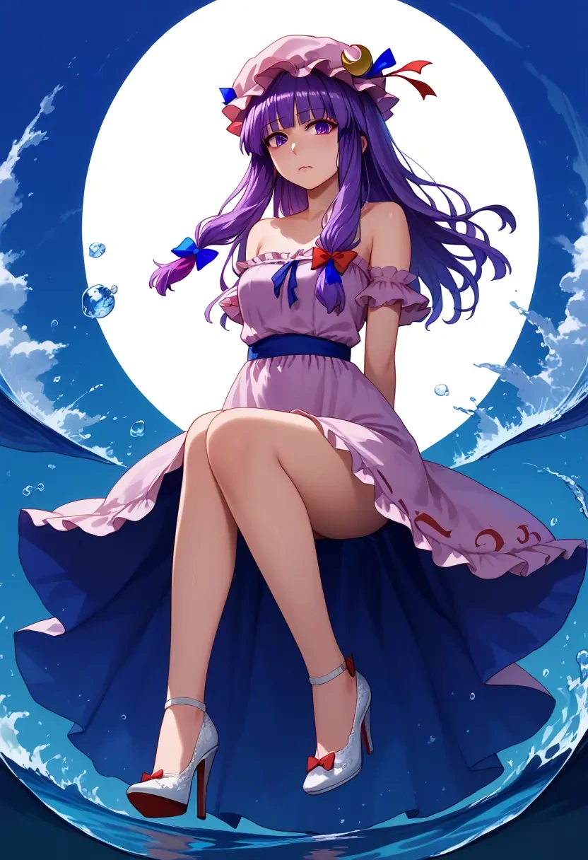 touhou,patchouli_knowledge,gown,strapless,mermaid silhouette  - 