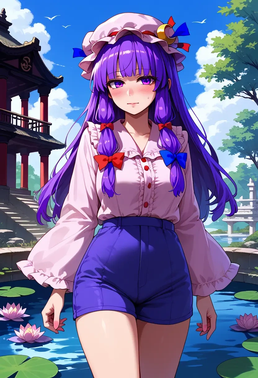 touhou,patchouli_knowledge,jogger shorts,oversized tank  - 